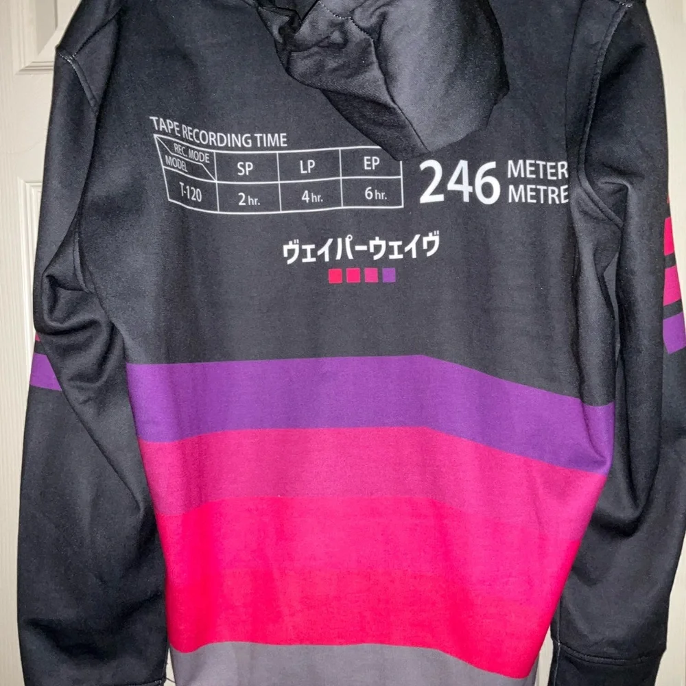 Graphic Black and Pink Hoodie Men Size 2XL